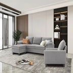 Ensemble canapé d'angle 3 pièces avec fauteuil et pouf