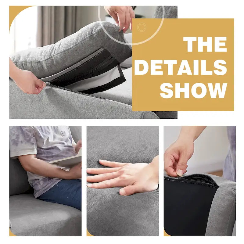 Ensemble canapé d'angle 3 pièces avec fauteuil et pouf