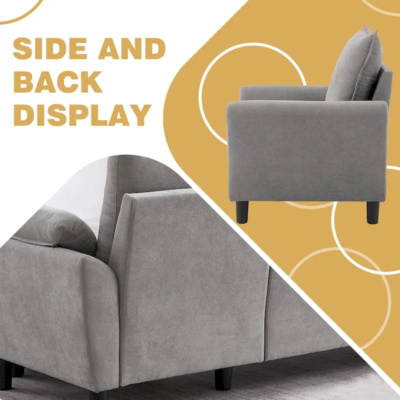 Ensemble canapé d'angle 3 pièces avec fauteuil et pouf