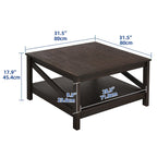 Table basse carrée à 2 niveaux Moasis avec étagère centrale pour salon