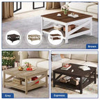 Table basse carrée à 2 niveaux Moasis avec étagère centrale pour salon