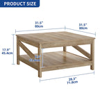 Table basse carrée à 2 niveaux Moasis avec étagère centrale pour salon