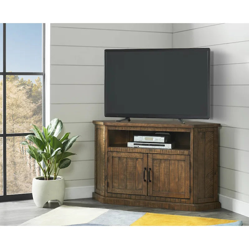 Meuble TV d'angle rustique en bois massif de 50 pouces The Gray Barn Danebury