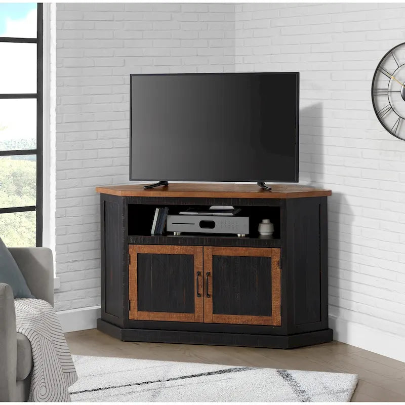Meuble TV d'angle rustique en bois massif de 50 pouces The Gray Barn Danebury