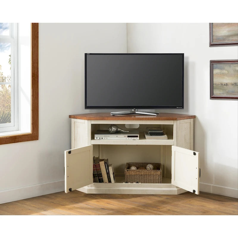 Meuble TV d'angle rustique en bois massif de 50 pouces The Gray Barn Danebury