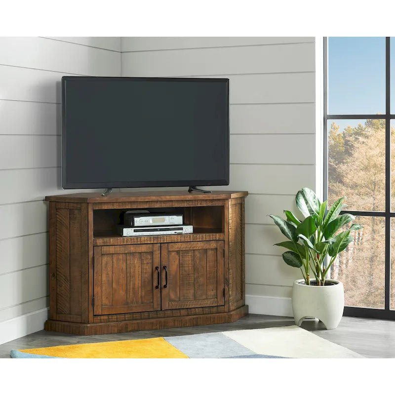 Meuble TV d'angle rustique en bois massif de 50 pouces The Gray Barn Danebury