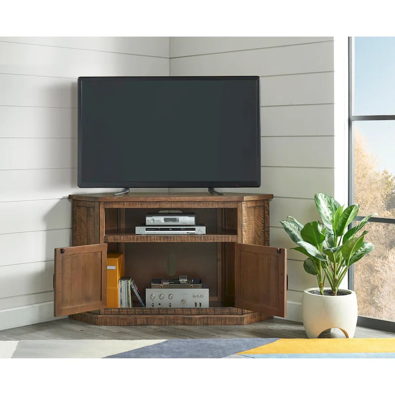 Meuble TV d'angle rustique en bois massif de 50 pouces The Gray Barn Danebury
