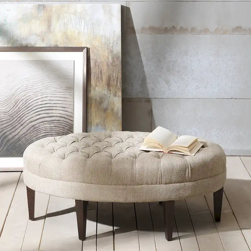 Pouf capitonné en bois massif Madison Park Chase Surfboard