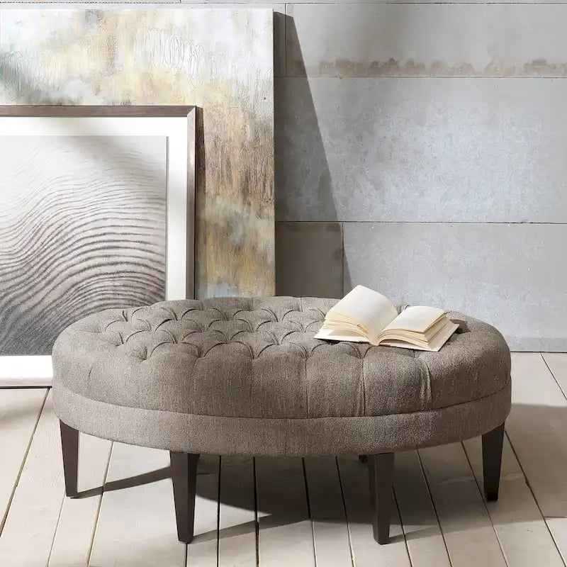 Pouf capitonné en bois massif Madison Park Chase Surfboard