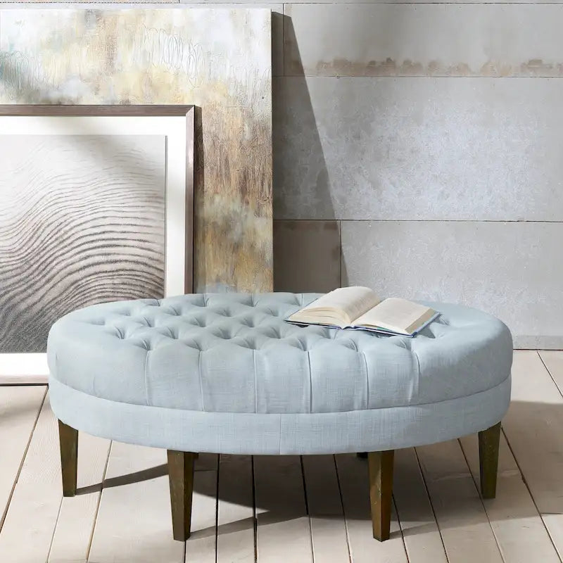 Pouf capitonné en bois massif Madison Park Chase Surfboard