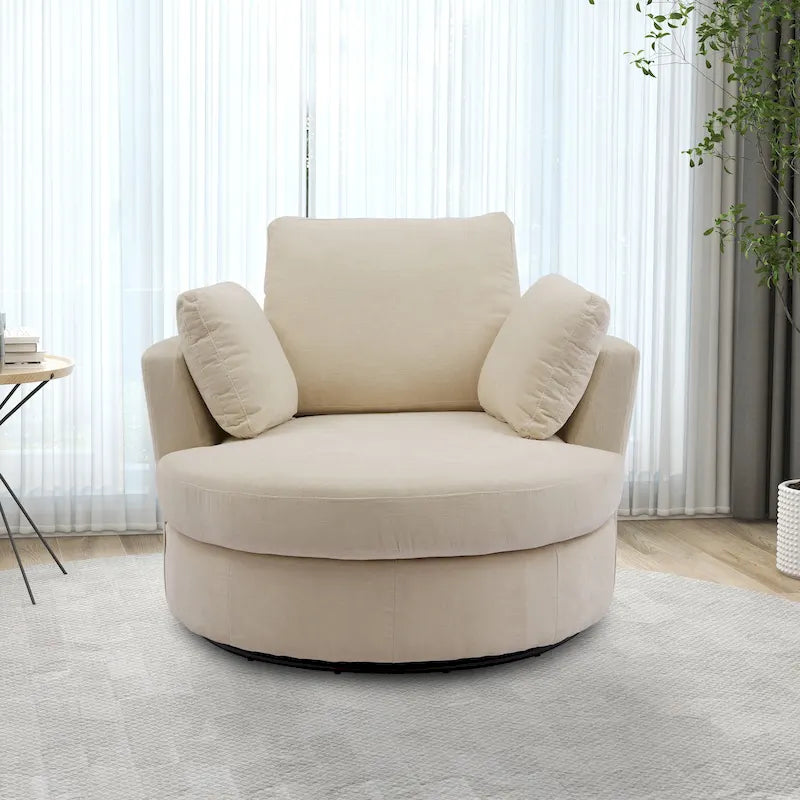 Fauteuil club pivotant rembourré avec piètement en métal