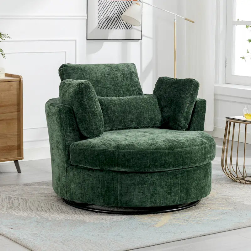 Fauteuil club pivotant rembourré avec piètement en métal