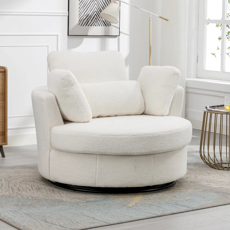 Fauteuil club pivotant rembourré avec piètement en métal