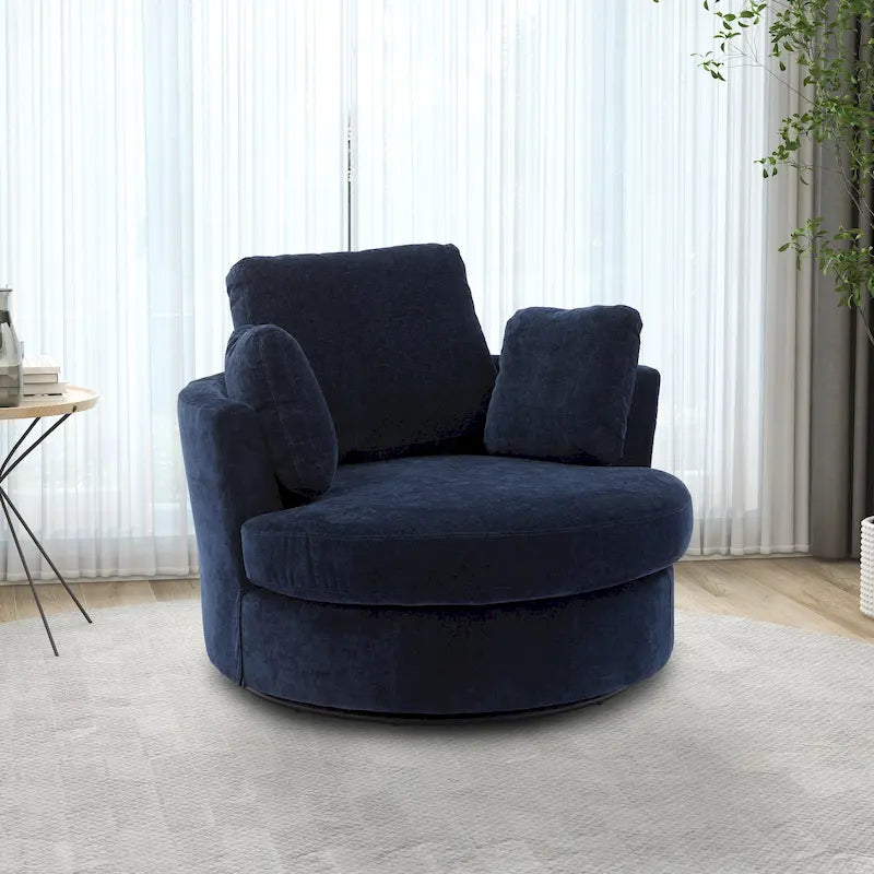 Fauteuil club pivotant rembourré avec piètement en métal