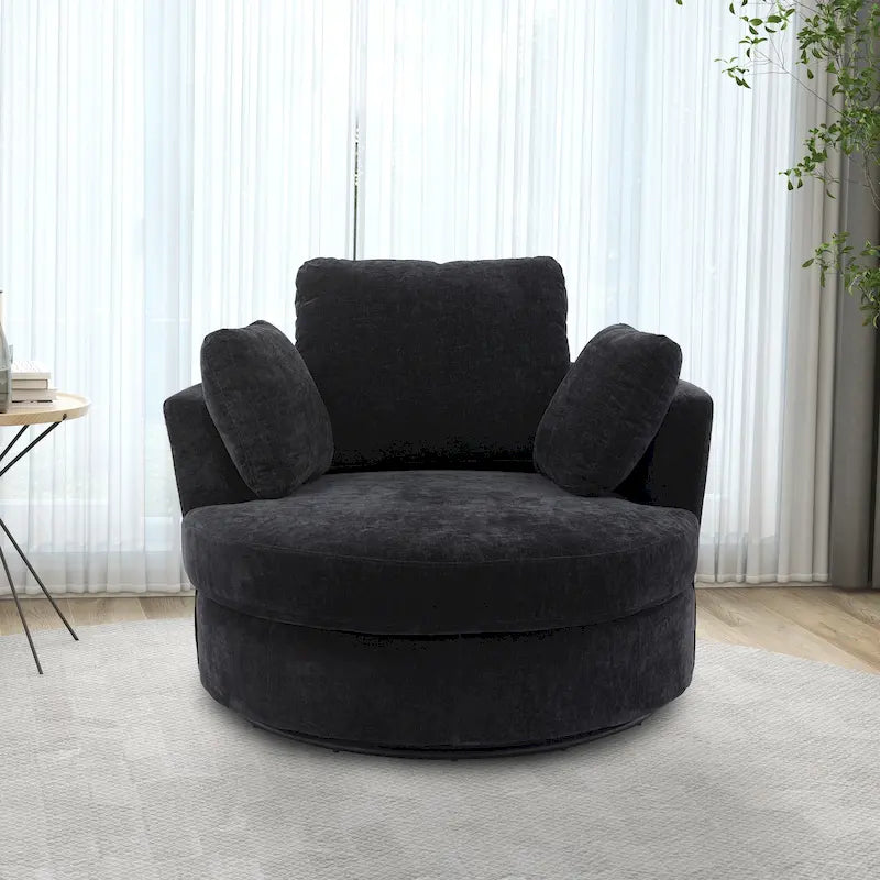 Fauteuil club pivotant rembourré avec piètement en métal
