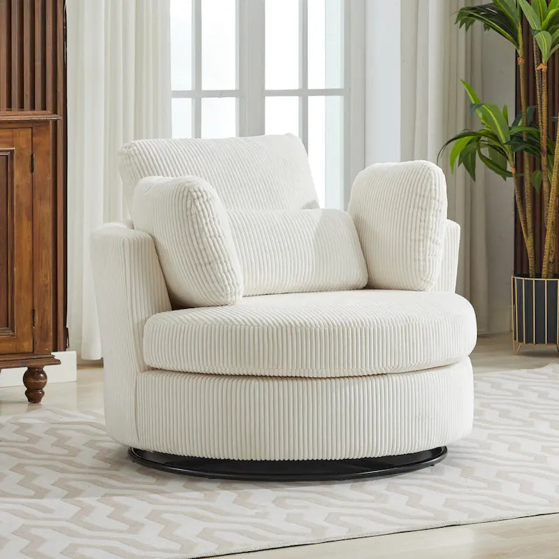 Fauteuil club pivotant rembourré avec piètement en métal