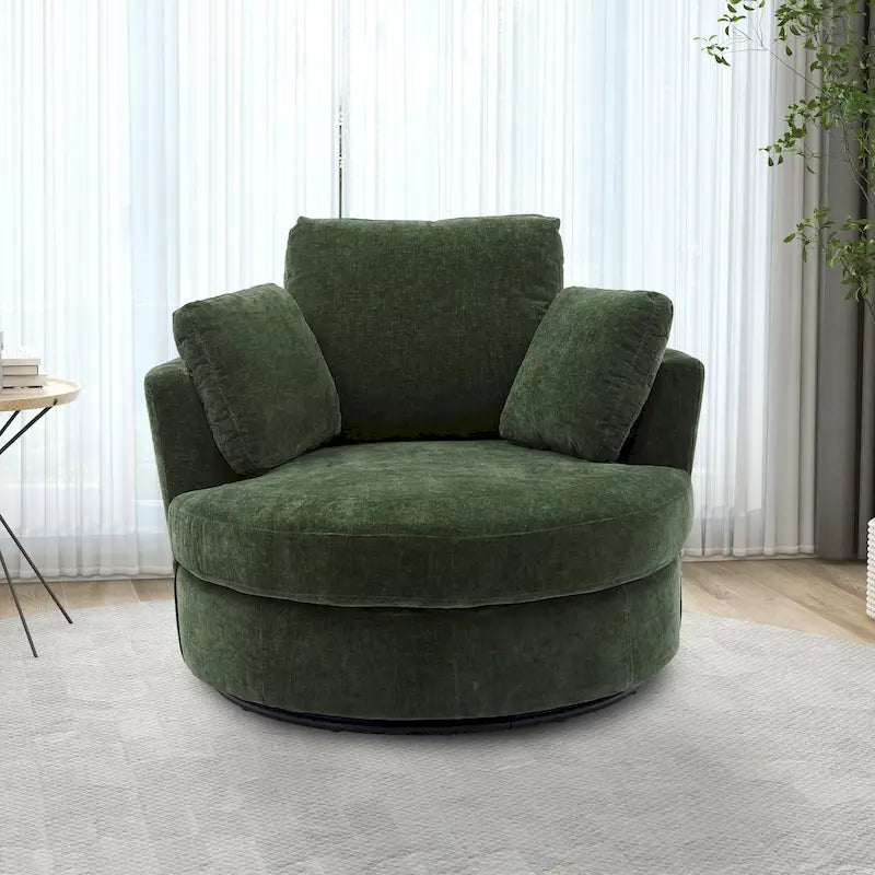 Fauteuil club pivotant rembourré avec piètement en métal