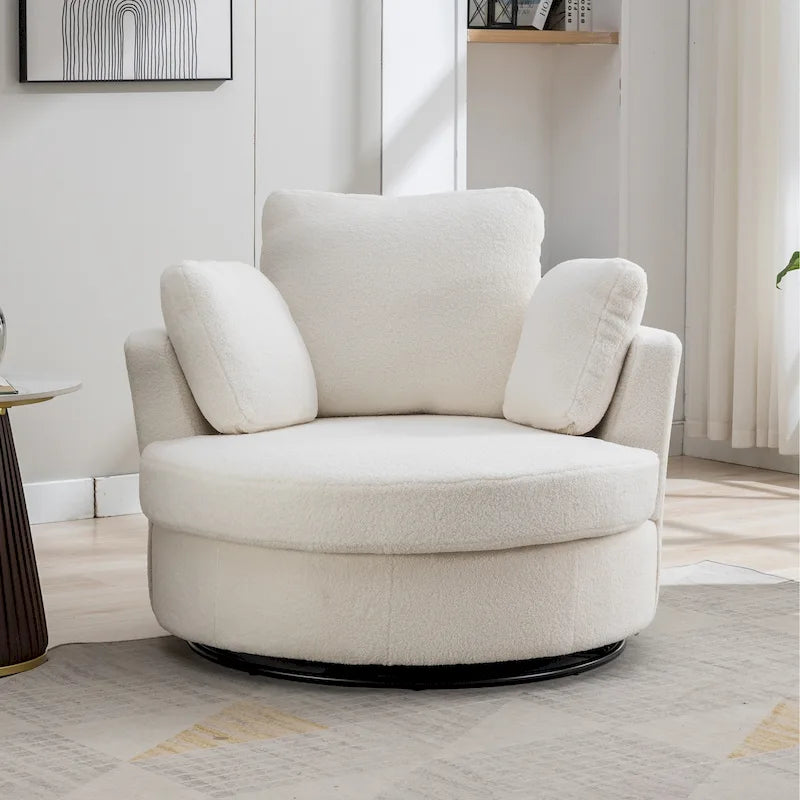 Fauteuil club pivotant rembourré avec piètement en métal