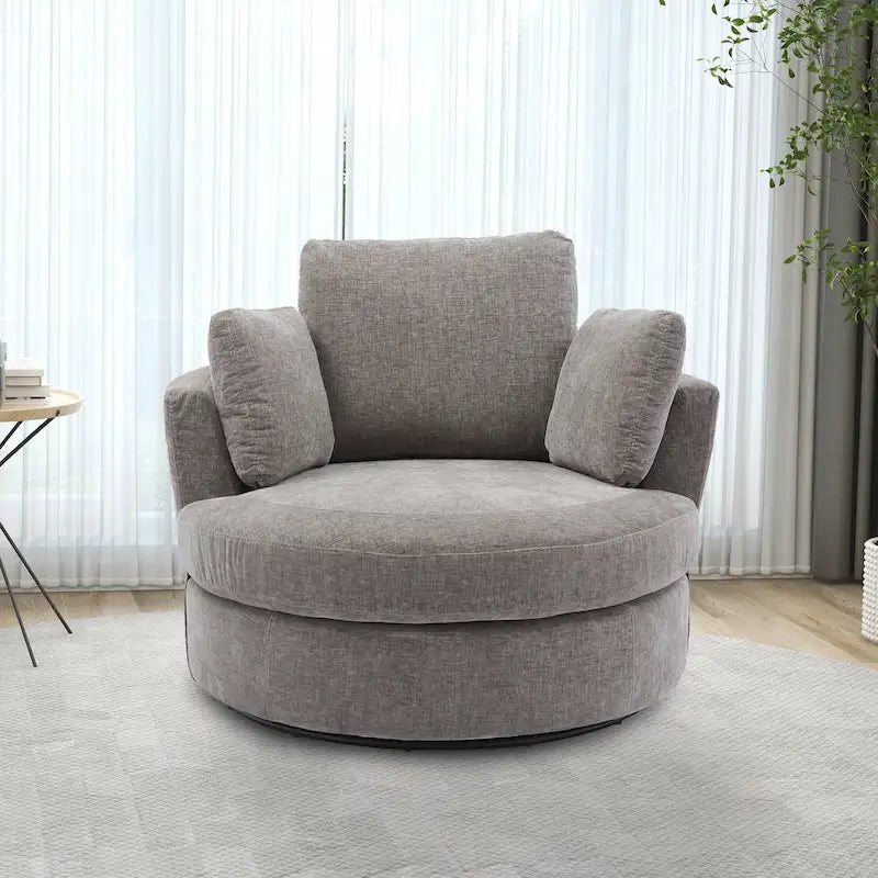 Fauteuil club pivotant rembourré avec piètement en métal