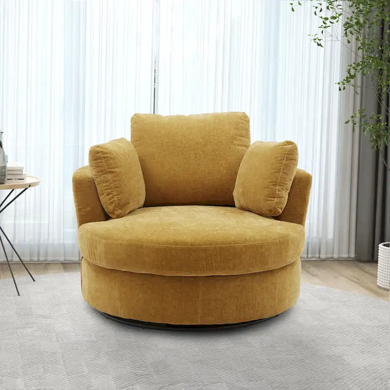 Fauteuil club pivotant rembourré avec piètement en métal