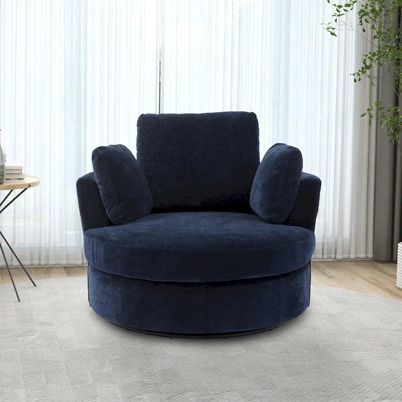 Fauteuil club pivotant rembourré avec piètement en métal