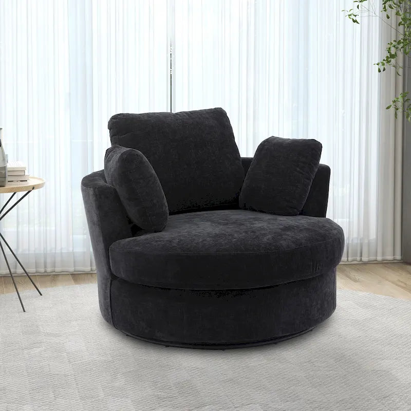Fauteuil club pivotant rembourré avec piètement en métal