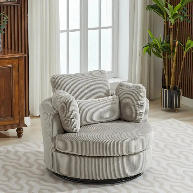 Fauteuil club pivotant rembourré avec piètement en métal
