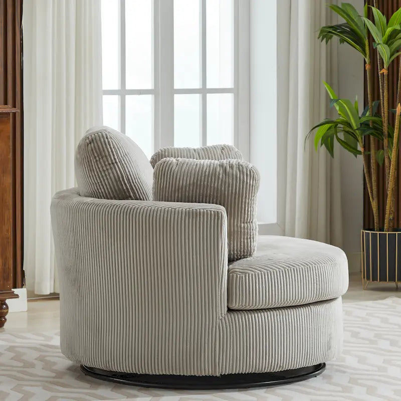 Fauteuil club pivotant rembourré avec piètement en métal