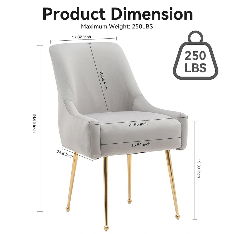 Ensemble de 2 chaises de salle à manger capitonnées en velours