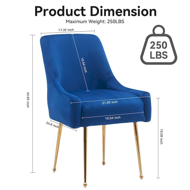 Ensemble de 2 chaises de salle à manger capitonnées en velours