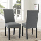 Ensemble de 2 chaises de salle à manger Parsons avec revêtement en tissu et garniture cloutée