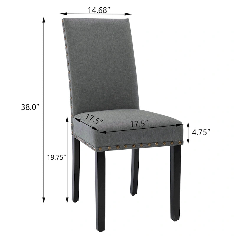 Ensemble de 2 chaises de salle à manger Parsons avec revêtement en tissu et garniture cloutée