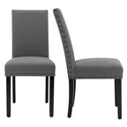 Ensemble de 2 chaises de salle à manger Parsons avec revêtement en tissu et garniture cloutée