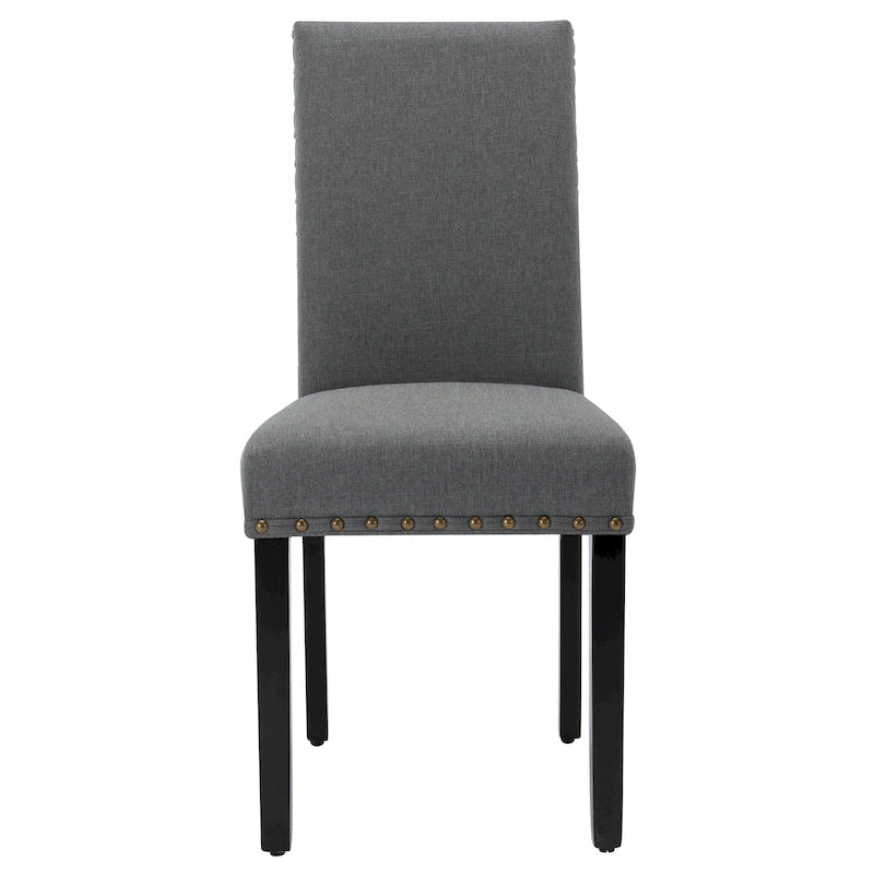 Ensemble de 2 chaises de salle à manger Parsons avec revêtement en tissu et garniture cloutée
