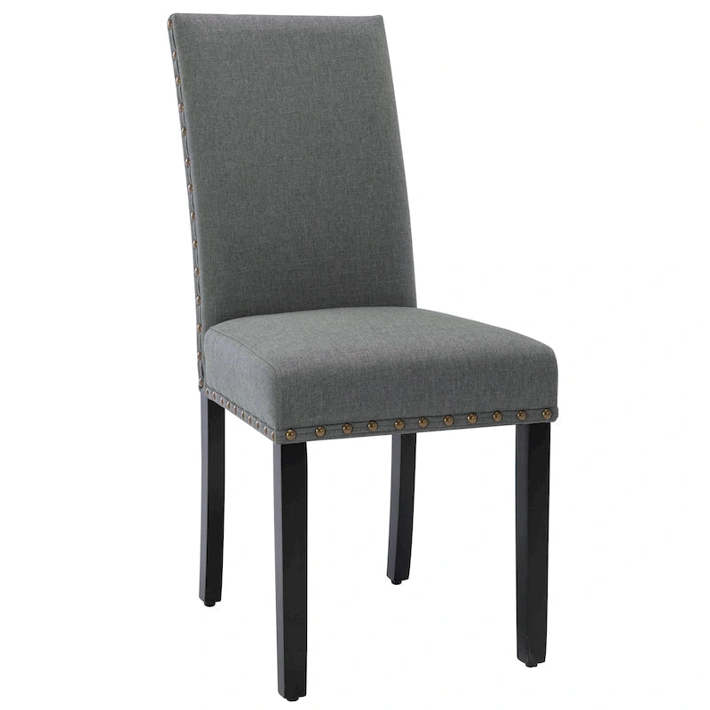 Ensemble de 2 chaises de salle à manger Parsons avec revêtement en tissu et garniture cloutée