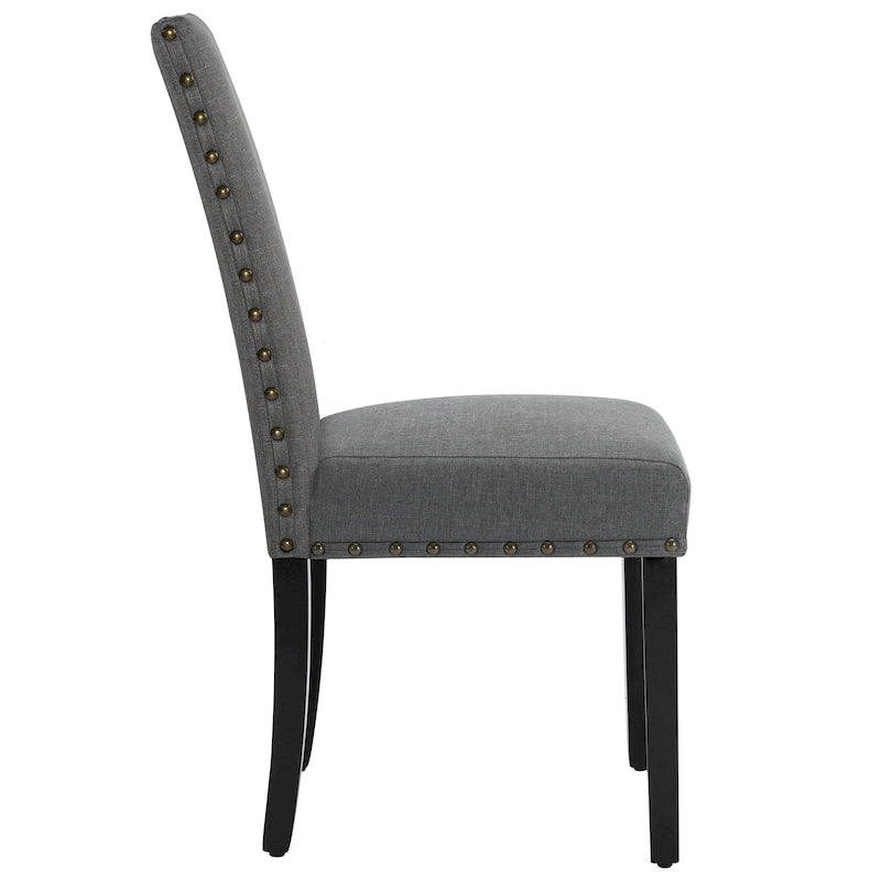 Ensemble de 2 chaises de salle à manger Parsons avec revêtement en tissu et garniture cloutée