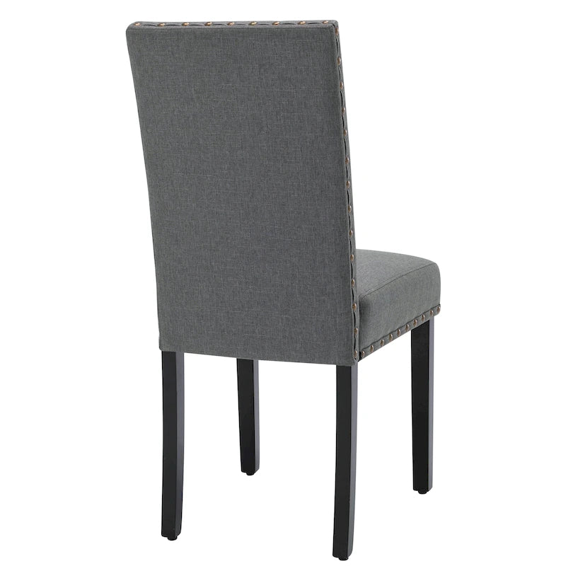 Ensemble de 2 chaises de salle à manger Parsons avec revêtement en tissu et garniture cloutée