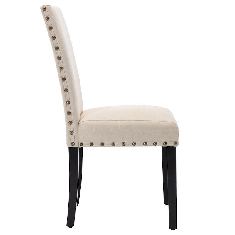 Ensemble de 2 chaises de salle à manger Parsons avec revêtement en tissu et garniture cloutée