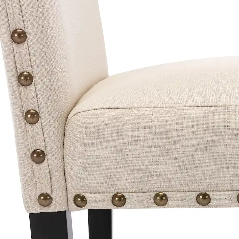 Ensemble de 2 chaises de salle à manger Parsons avec revêtement en tissu et garniture cloutée