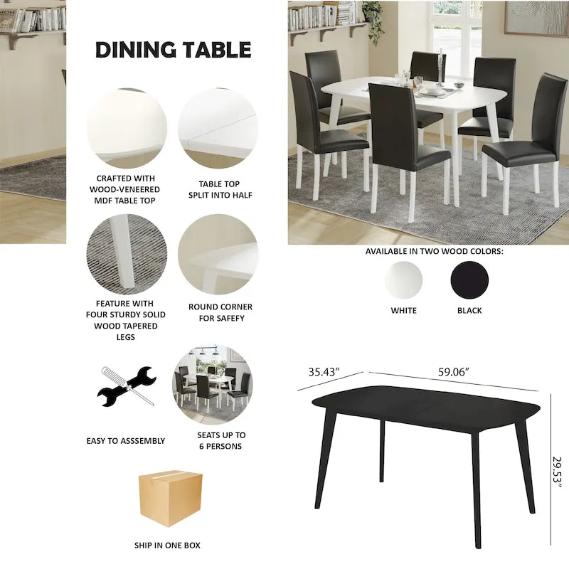 Ensemble de salle à manger moderne et élégant 7 pièces CraftPorch