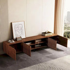 Meuble TV de style moderne du milieu du siècle avec 4 portes de rangement, compatible avec les téléviseurs jusqu'à 100 pouces, centre de divertissement pour le salon