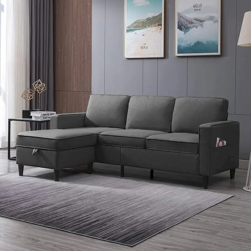 Canapé d'angle moderne 3 places Mixoy 78 pouces avec pouf
