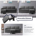 Canapé d'angle moderne 3 places Mixoy 78 pouces avec pouf
