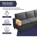 Canapé d'angle moderne 3 places Mixoy 78 pouces avec pouf