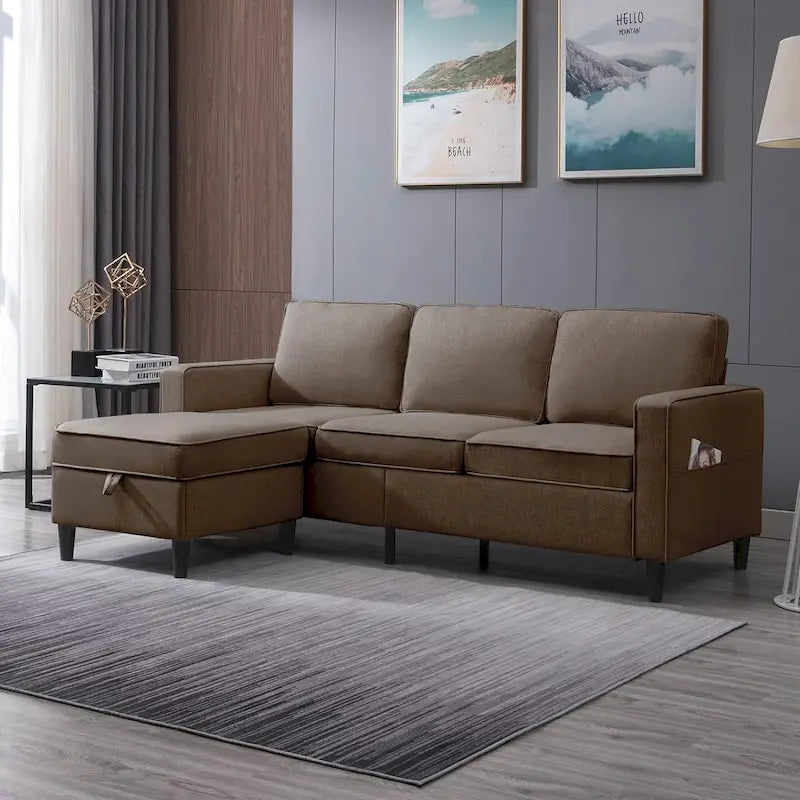 Canapé d'angle moderne 3 places Mixoy 78 pouces avec pouf