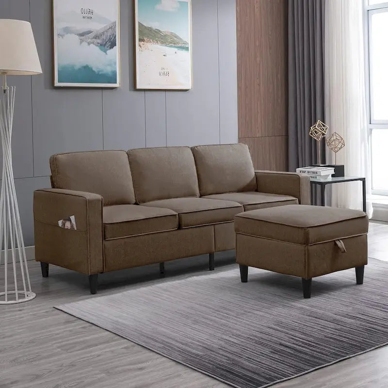 Canapé d'angle moderne 3 places Mixoy 78 pouces avec pouf