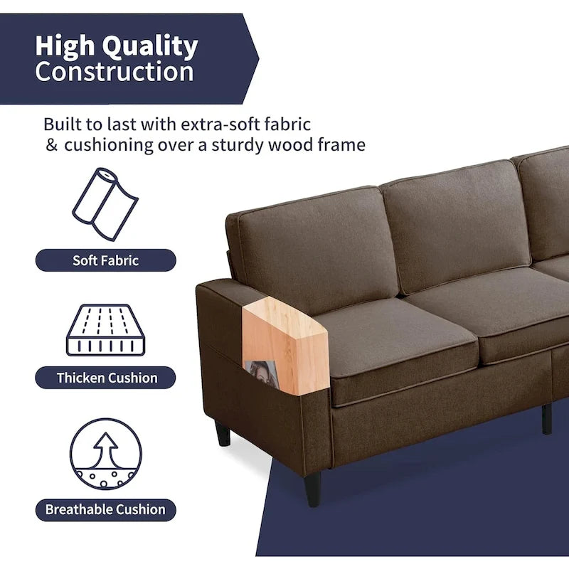 Canapé d'angle moderne 3 places Mixoy 78 pouces avec pouf