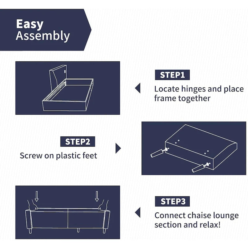 Canapé d'angle moderne 3 places Mixoy 78 pouces avec pouf