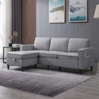 Canapé d'angle moderne 3 places Mixoy 78 pouces avec pouf
