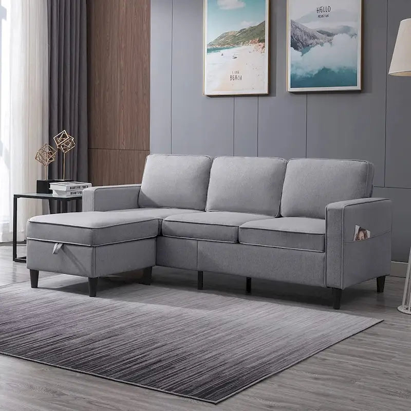 Canapé d'angle moderne 3 places Mixoy 78 pouces avec pouf